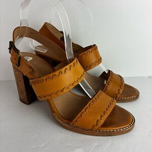 Madewell The Angie Block Heel Leather Sling Back Sandals